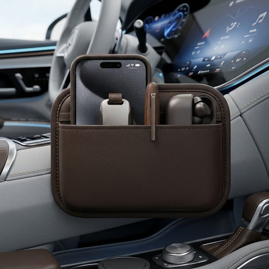 Darorentacosh Mini Car Storage Bag - Premium Leather Organizer for Cell Phone, Keys & Cards