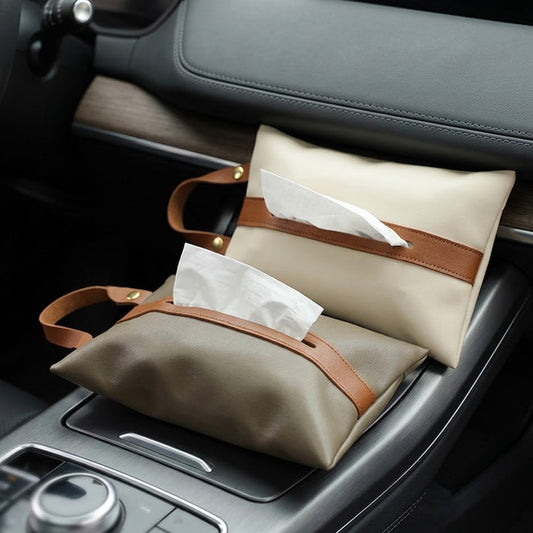 Darorentacosh Car Tissue Holder - Premium PU Leather Hanging Backseat Organizers, Universal Car Tissue Box Cover for Headrest & Armrest, Luxury Car Interior Accessories